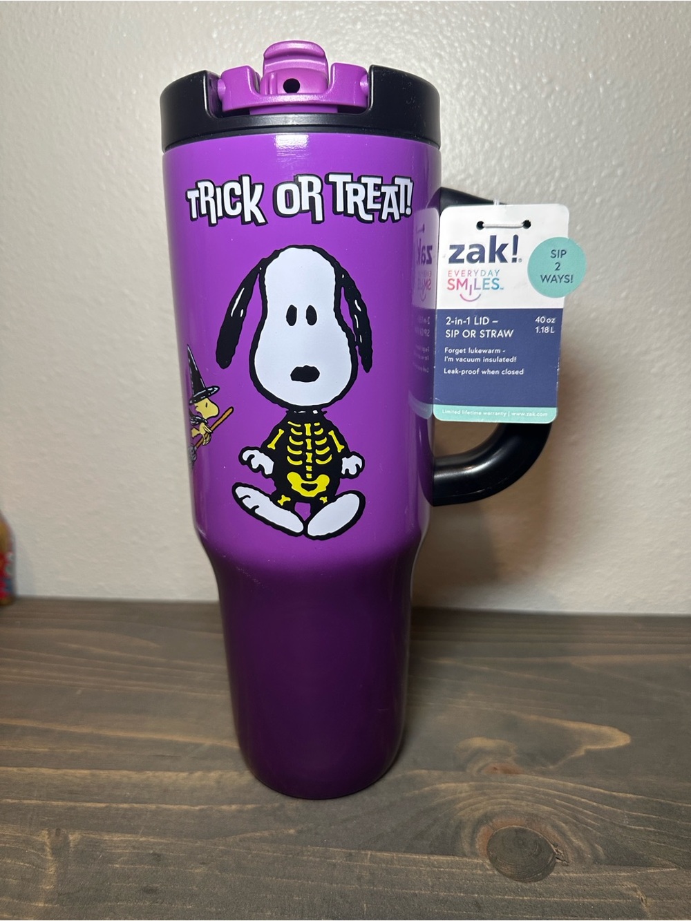 Purple 'Trick or Treat' Snoopy Travel Mug for Dogs & Owners